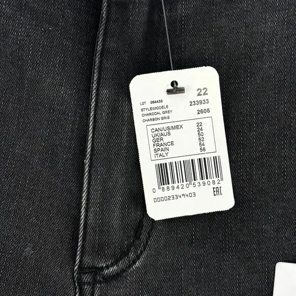 Joseph Ribkoff Women 22 Charcoal Grey Embellished FishNet Cuff Classic Slim Jean - Picture 12 of 15